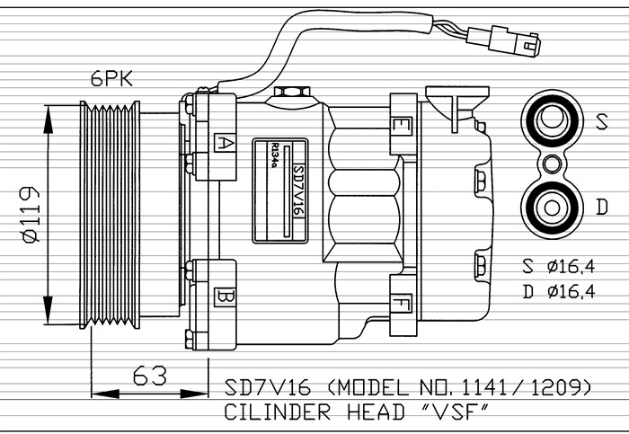 Kompressor, klimatanläggning Nrf 32186 NRF
