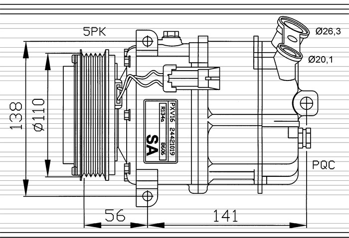 Kompressor, klimatanläggning Nrf 32190 NRF