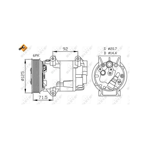 Kompressor, klimatanläggning Nrf 32208 NRF