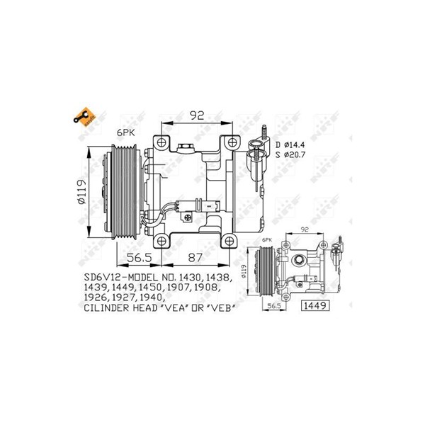 Kompressor, klimatanläggning Nrf 32227 NRF