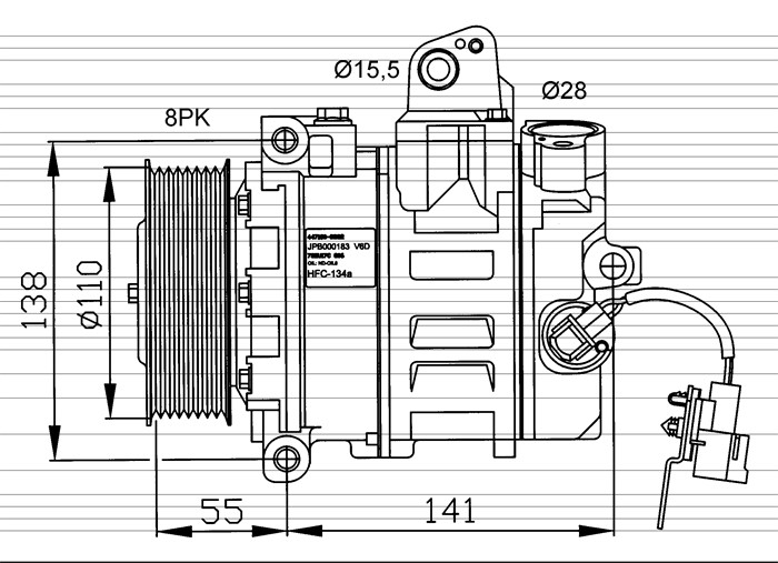 Kompressor, klimatanläggning Nrf 32246 NRF