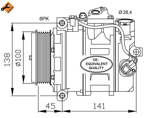Kompressor, klimatanläggning, Fram, Bak Nrf 32256 NRF