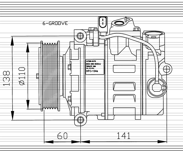 Kompressor, klimatanläggning Nrf 32262 NRF