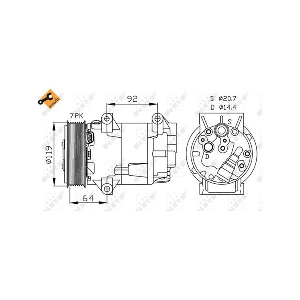 Kompressor, klimatanläggning Nrf 32424 NRF