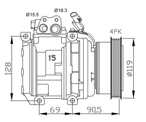 Kompressor, klimatanläggning Nrf 32438 NRF