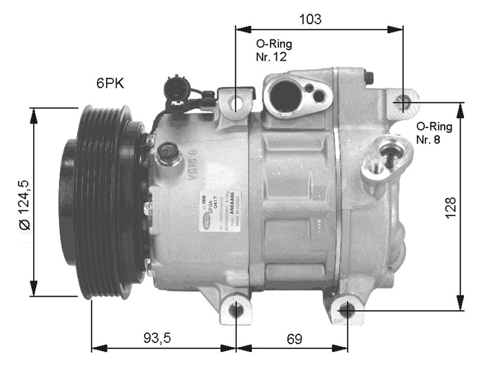 Kompressor, klimatanläggning Nrf 32467 NRF