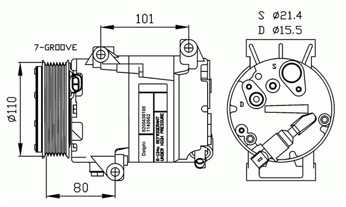 Kompressor, klimatanläggning Nrf 32478 NRF