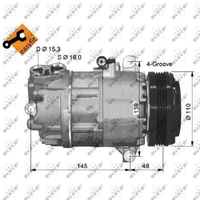Kompressor, klimatanläggning Nrf 32493 NRF