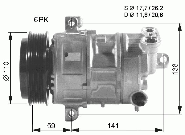 Kompressor, klimatanläggning Nrf 32544 NRF
