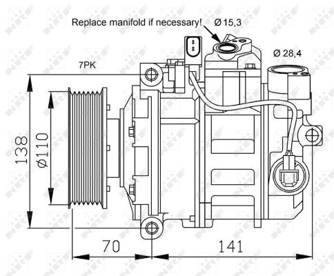 Kompressor, klimatanläggning Nrf 32613 NRF