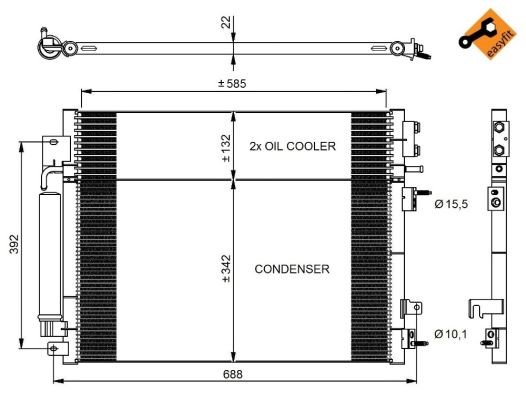 Kondensor, klimatanläggning Nrf 350037 NRF