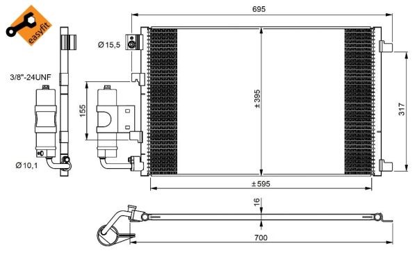 Kondensor, klimatanläggning Nrf 350042 NRF
