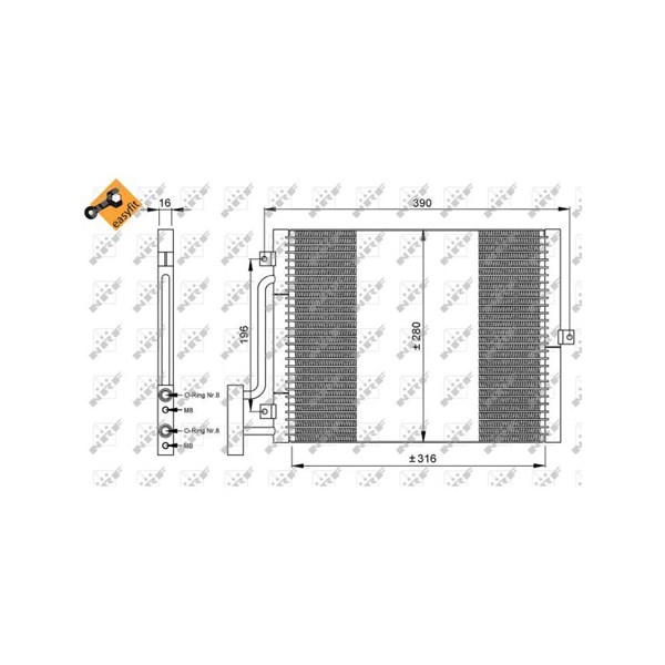 Kondensor, klimatanläggning, Tvåsidig Nrf 35307 NRF