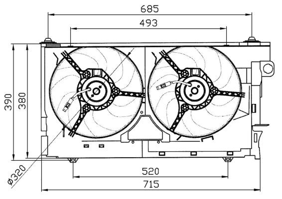 Fläkt, kylare 12V, Höger Nrf 47030 NRF
