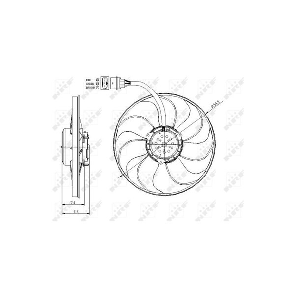 Fläkt, kylare 12V, Vänster, Höger Nrf 47393 NRF Fläkt, kylare 12V, Vänster, Höger Nrf 47393 NRF