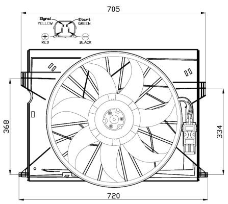 Fläkt, kylare 12V, Mitt Nrf 47444 NRF
