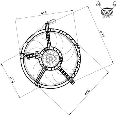 Fläkt, kylare 12V Nrf 47509 NRF
