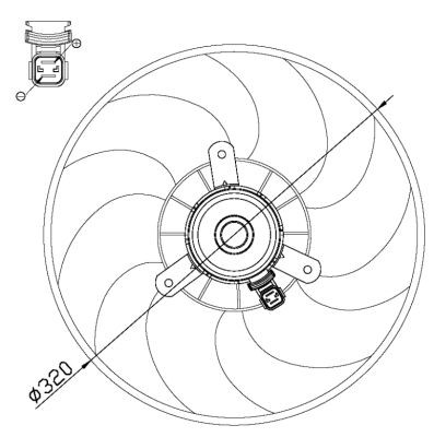 Fläkt, kylare 12V, Vänster Nrf 47514 NRF