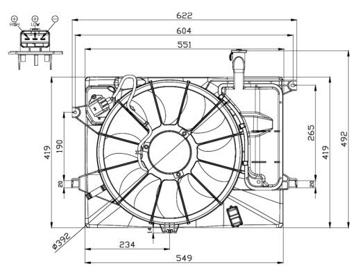 Fläkt, kylare 12V Nrf 47558 NRF