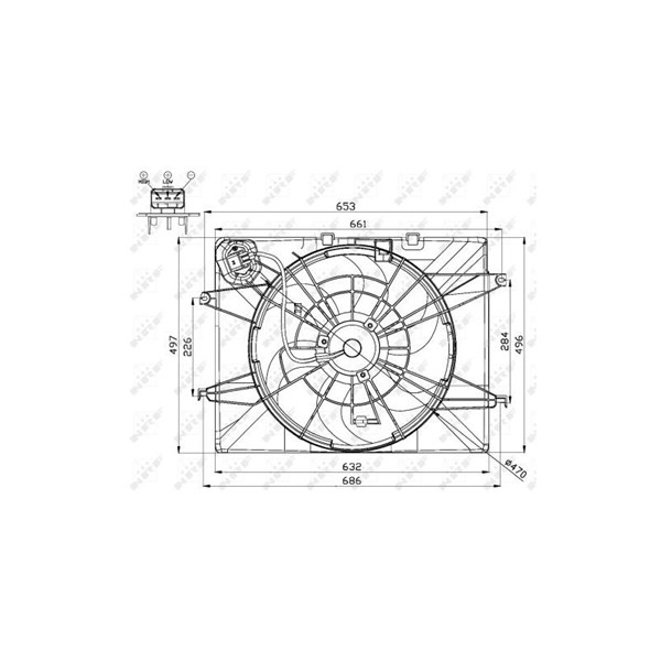 Fläkt, kylare 12V Nrf 47564 NRF