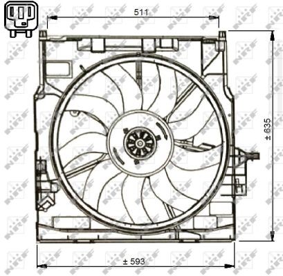 Fläkt, kylare 12V Nrf 47734 NRF