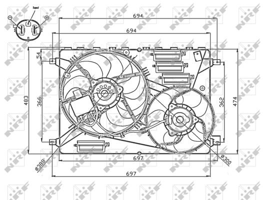 Fläkt, kylare 12V Nrf 47754 NRF
