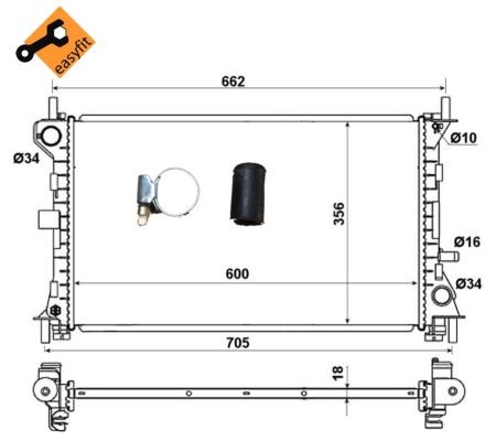 Kylare, motorkylning Nrf 509615 NRF