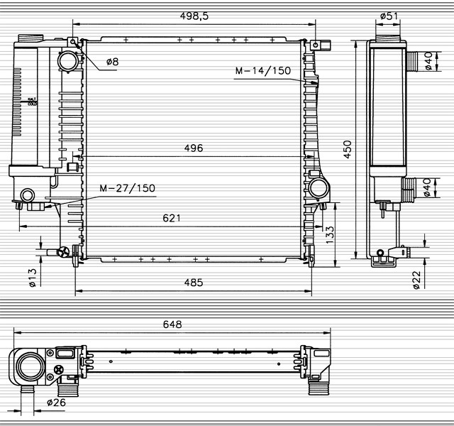 Kylare, motorkylning Nrf 51360 NRF