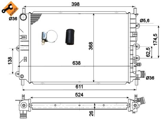 Kylare, motorkylning Nrf 514436 NRF