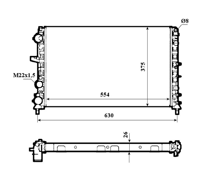 Kylare, motorkylning Nrf 53621 NRF
