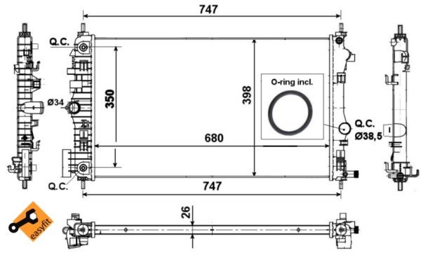Kylare, motorkylning Nrf 53777 NRF