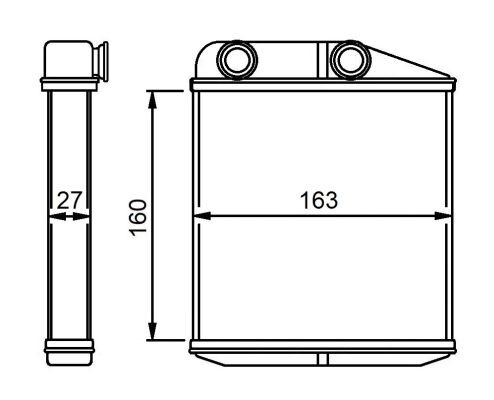 Värmeväxlare, kupévärme, Bak, Nedre, Mitt Nrf 54310 NRF