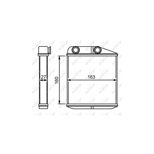Värmeväxlare, kupévärme, Bak, Nedre, Mitt Nrf 54310 NRF