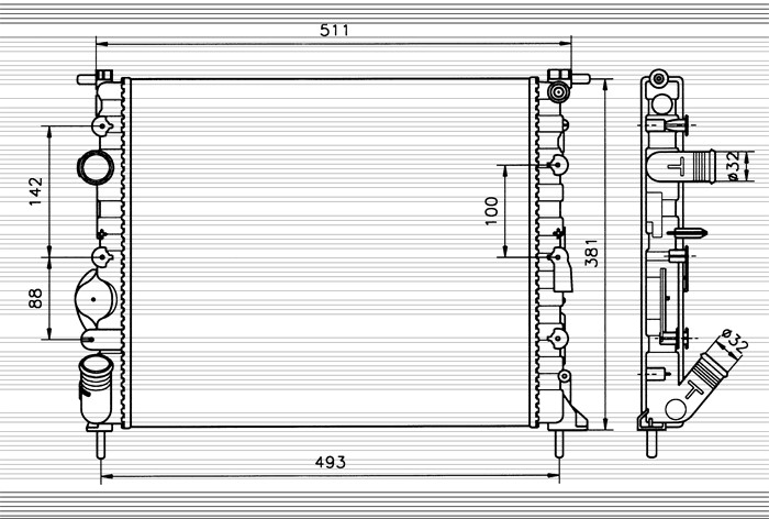 Kylare, motorkylning Nrf 58074 NRF