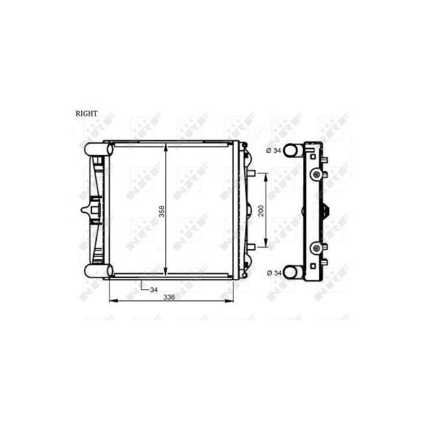 Kylare, motorkylning, Tvåsidig, Höger, Mitt Nrf 59131 NRF Kylare, motorkylning, Tvåsidig, Höger, Mitt Nrf 59131 NRF