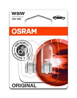 Glödlampa OSRAM ORIGINAL W5W W2,1x9,5d, Bak, Fram, Tvåsidig, Fram OSRAM