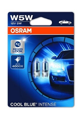 Glödlampa OSRAM COOL BLUE INTENSE W5W W2,1x9,5d, Bak, Fram, Fram  OSRAM