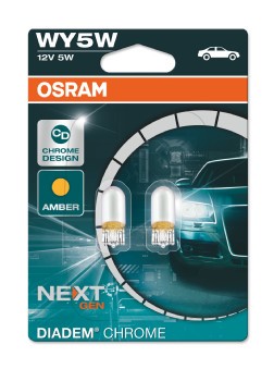 Glödlampa OSRAM DIADEM Chrome Wy5w W2,1x9,5d, Fram, Ytterspegel,  OSRAM