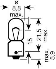Glödlampa OSRAM ORIGINAL T4W BA9s, Bak, Sidoinstallation Osram 38 OSRAM