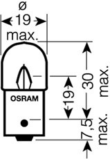 Glödlampa OSRAM ORIGINAL R10w BA15s, Bak, Fram, Upptill, Fordon b OSRAM