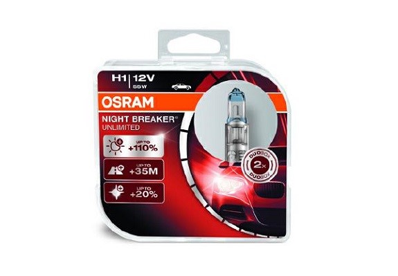 Halogenlampa OSRAM NIGHT BREAKER UNLIMITED H1 P14,5s Osram 64150N OSRAM