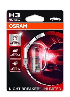 Halogenlampa OSRAM NIGHT BREAKER UNLIMITED H3 PK22s Osram 64151NB OSRAM