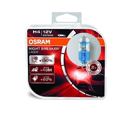 Halogenlampa  OSRAM NIGHT BREAKER LASER H4 P43t, Fram Osram 64193 OSRAM