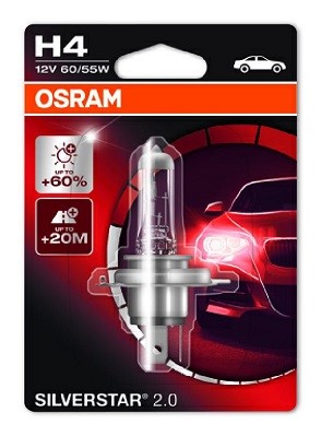 Halogenlampa  OSRAM SILVERSTAR 2.0 H4 P43t, Fram Osram 64193SV2-0 OSRAM
