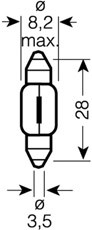 Glödlampa, innerbelysning OSRAM ORIGINAL Socket Bulb SV7-8, Bak O OSRAM