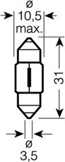 Glödlampa, innerbelysning OSRAM ORIGINAL Socket Bulb SV8,5-8, Bak OSRAM