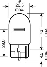 Glödlampa OSRAM ORIGINAL W21w W3x16d, Bak, Fram, Fram eller bak,  OSRAM