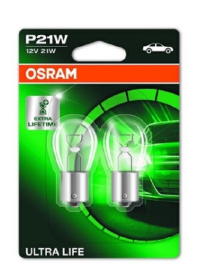 Glödlampa OSRAM ULTRA LIFE P21W BA15s, Bak, Fram, Fram eller bak, OSRAM