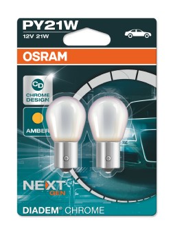 Glödlampa OSRAM DIADEM Chrome PY21W BAU15s, Fram, Bak, Fram eller OSRAM