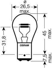 Glödlampa OSRAM ULTRA LIFE P21/5W BAY15d, Fram, Bak, Stötfångare, OSRAM
